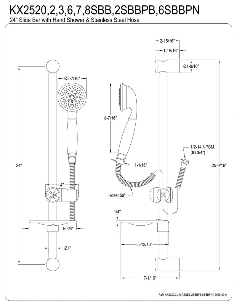 Kingston KX2526SBB 5-Function Hand Shower, Naples Bronze
