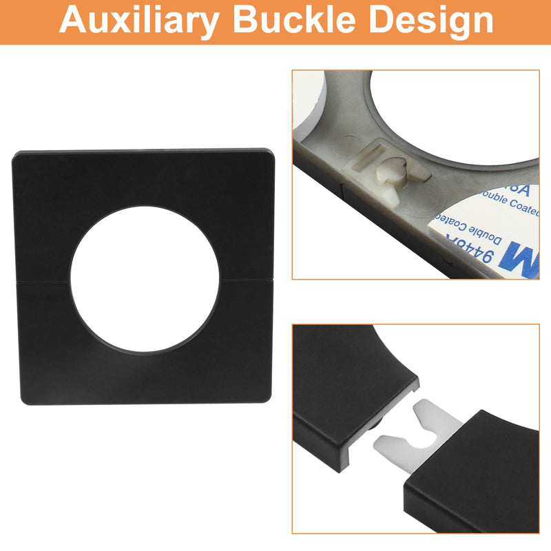 BokWin 2 Pcs Square Wall Split Flange Wall Flange Cover Flange Escutcheon Plate Self-Adhesive Split Pipe Flange for 2 Inch/51mm Dia Pipe(Black) square-51mm