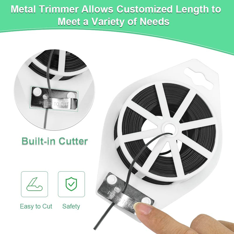 Shintop 328 Feet Garden Plant Twist Tie with Cutter for Gardening, Home, Office (Black) Black
