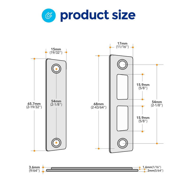 Magnetic Door Catch, 8 Pack Adhesive Cabinet Magnets for Closure, Black | Ultra-Thin Strong Magnetic Door Latch for Closets & Drawers, Stainless Steel Cabinet Latch Easy to Install