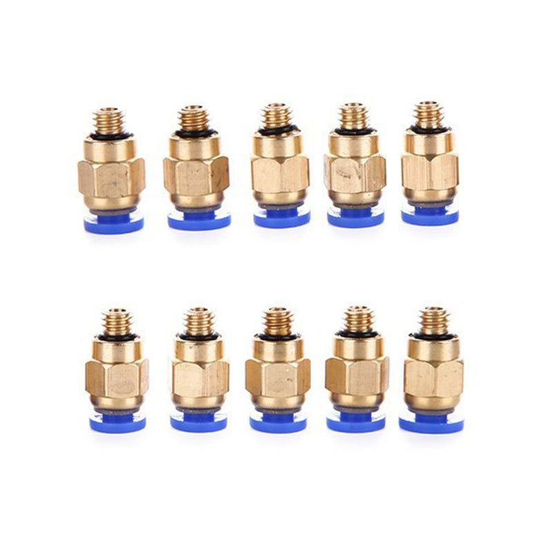 Eowpower 10 Pieces PC4-M6 Pneumatic Straight Fitting Joint for Outer Diameter 4 mm Nylon Tube, M6 Thread