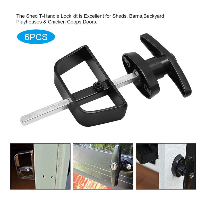 4-1/2" Stem Shed Door T-Handle Lock Kit with 2 Keys and 2 Screws for Storage Gate Barn Shed Garage Door Lock