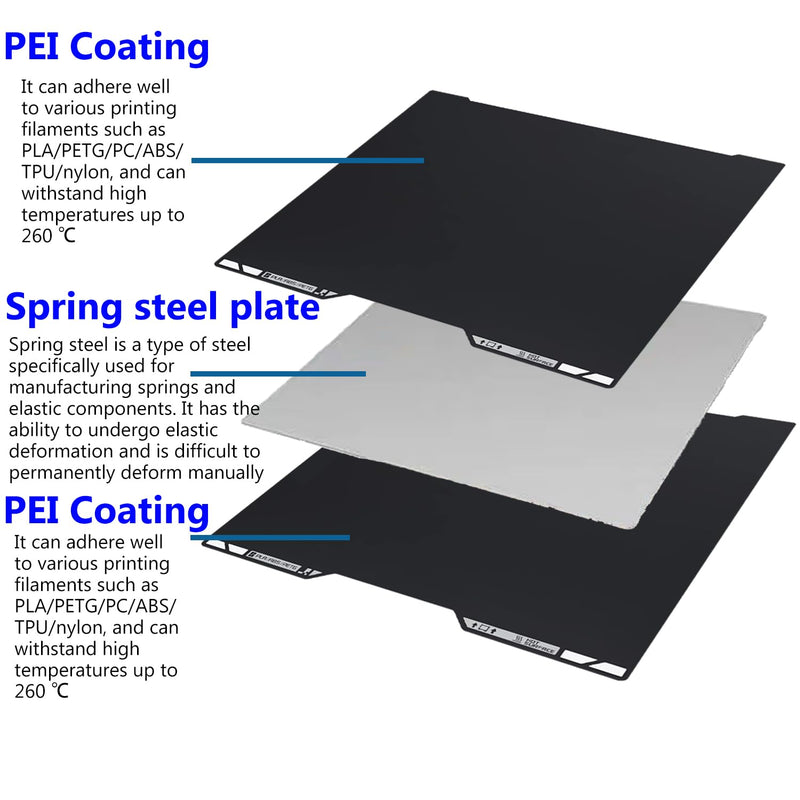 for H2C/A2L Cold Build Plate No Heating No Glue Double Sided PEI Textured Cool Printing Bed Sheet 335x346.5mm 3D Printer Flexible Removable Spring Steel Heated Platform Mat for Bambu Lab H2C For H2C