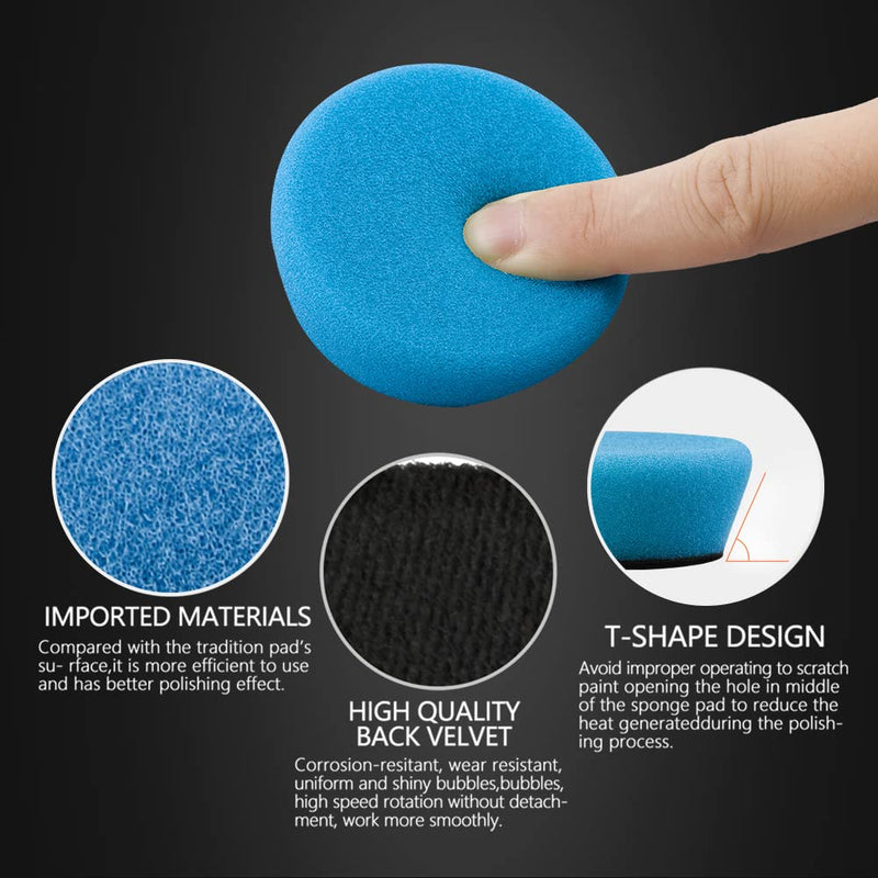 SPTA 29pcs Drill Buffing Pad Detail Polishing Pad Mix Size Kit with 5/8-11 Thread Backing pad & Adapters for Car Sanding, Polishing, Waxing (32Pcs Mini Detail Polishing Sets) 32pcs