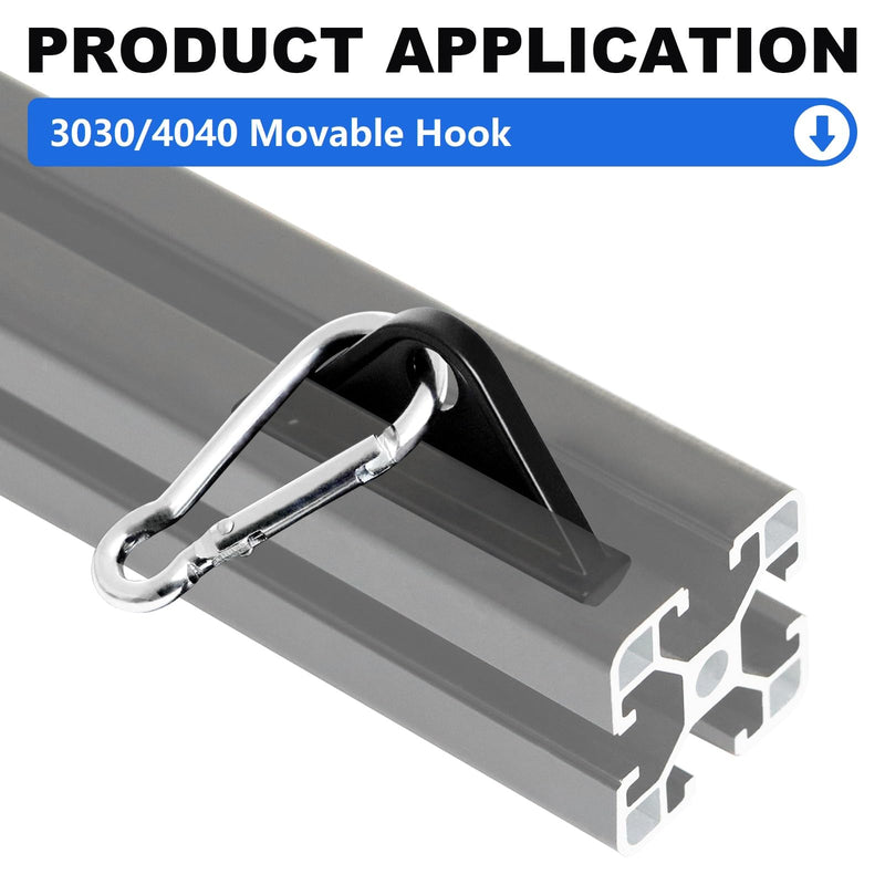 12 Pack 3030/4040 Extrusion Sliding Hook for 30/40 Series T-Slot V-Slot Aluminum Extrusion Hardware Accessories Black 30/40-Sliding Hook