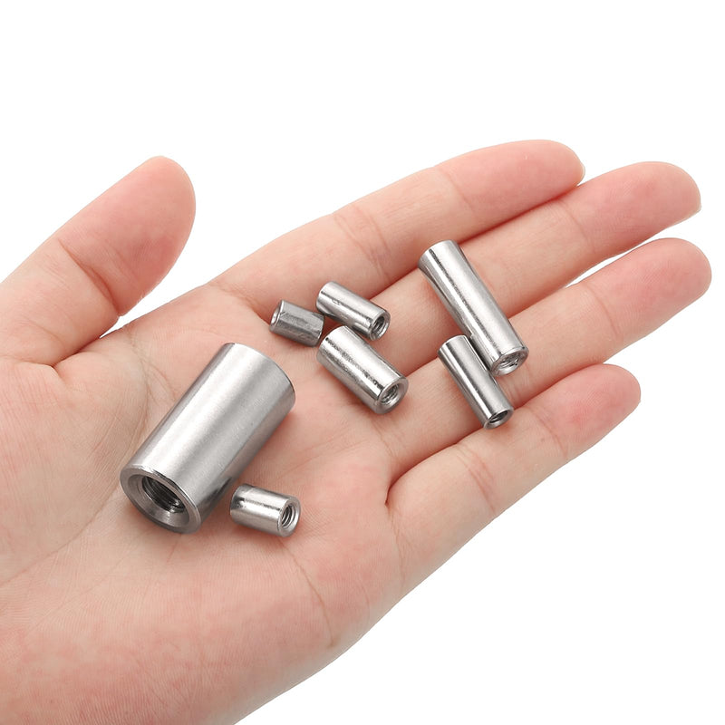 uxcell M4x0.7mm Round Coupling Nuts, 10 Pcs Carbon Steel Connector Nuts Fasteners Rod Bar Stud 10mm for Industrial Construction Fasteners, Silver M4-0.7 x 10mm
