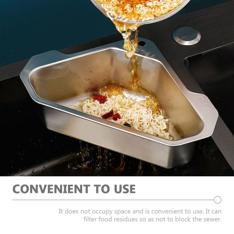 DOITOOL Stainless Steel Sink Basket Triangle Corner Strainer 9.64X6.88X3.14 Inch Hanging Kitchen Sink Draining Basket Food Waste Strainer and Storage Organizer
