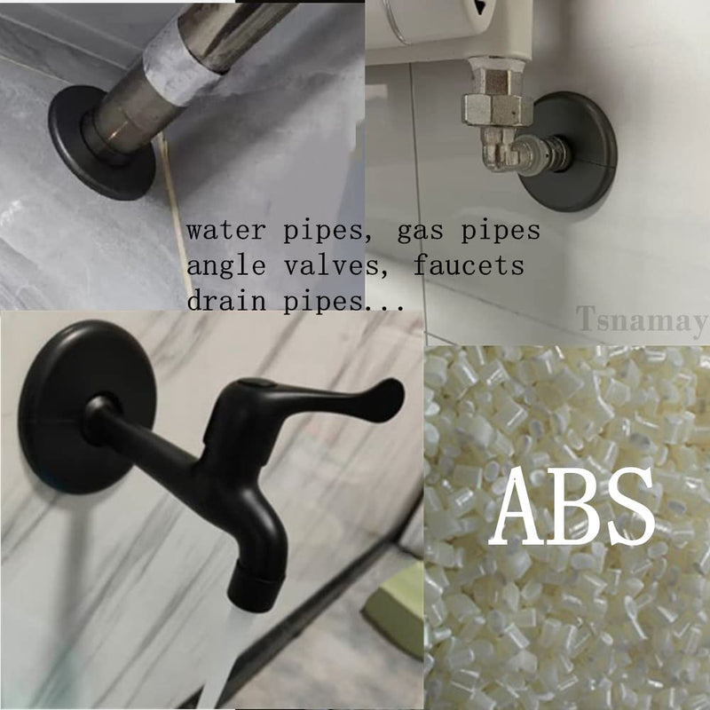 2 Pcs Wall Split Flange, ABS Round Self-Adhesive Escutcheon Plate Buckles Design for 2"/51mm,Silver Round 2"/51mm