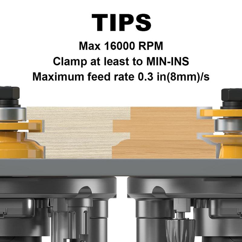 2PCS Ogee Style Rail and Stile Router Bits Set 1/2 Inch Shank, 3/8 Inch Cutting Depth, Up to 1 Inch Stock, Kitchen Cabinet Door Frame Shaper Cutters Raise Panel Making Router Bit Set Ogee - Up to 1" Stock - 1/2" Shank