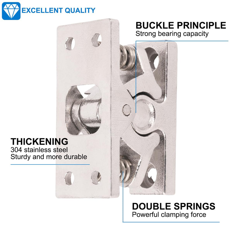 Double Roller Catch Heavy Duty Spring Loaded Door Lock,Cabinet Latch, Stop Catch for Door, Release Clamp Double Roller Catch for Camper Boat Doors Caravan Doors(Stainless Steel) Silver 1