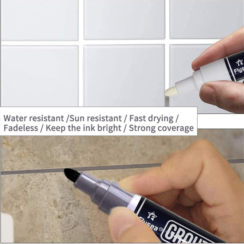 5 PCS Tile Grout Pen Home Repair Pen Tile Paint Markers for Tiles Floor Wall Bathroom Kitchen Repair Tools (Black) Black