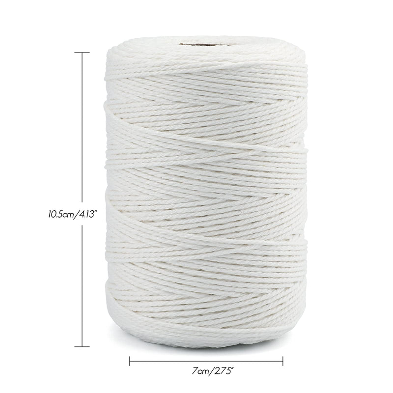 G2PLUS White String,2MM White Cotton String,656Feet Cotton Bakers Twine String for DIY Art&Crafts,Gift Wrapping,Gardening,Macrame,Meat and Roasting(200M/218Yard,12Ply White Twine String) Pure White 2MM 656ft