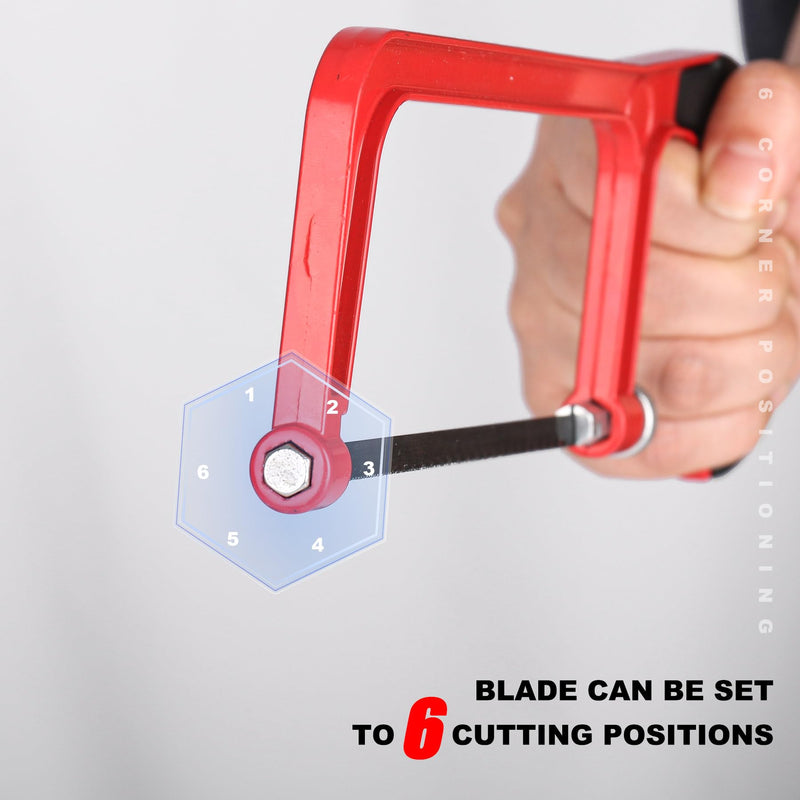 HAUTMEC 6inch Mini Hacksaw With Miter Box Set and 1pcs Bi-Metal Blade Small Miter Saw With Adjustable 6 Cutting Angles Professional Hack Saw for Metal、Crafts、Wood、Plastic Cutting 6" Hacksaw with Mitre Box