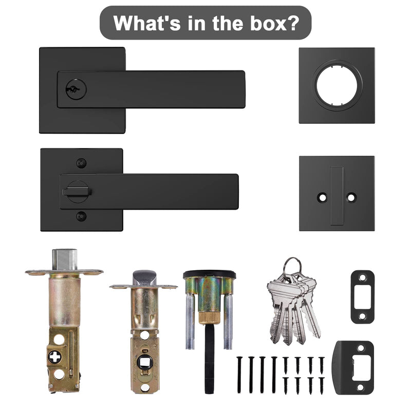 Deadbolt Lock and Door Knob Set,Exterior Door Lock Set, Entry Door Locksets for Front Door Handle with Single Cylinder Deadbolts, 1 Pack Matte Black.