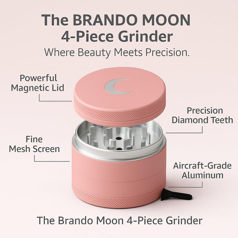 Brando Moon Manual Matte Spice Kitchen Crusher – 2.5” Coffee Bean Crusher with Cleaning Scraper and Storage, for Camping and Outdoor Pink