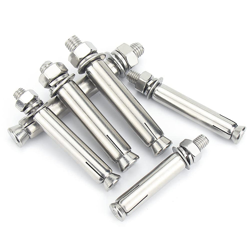 Junter 8pcs M6 x 50mm Hex Expansion Bolts 304 Stainless Steel External Hex Nut Expansion Screw Bolts Sleeve Anchor,Pool Safety Cover Expansion Bolts,for Concrete