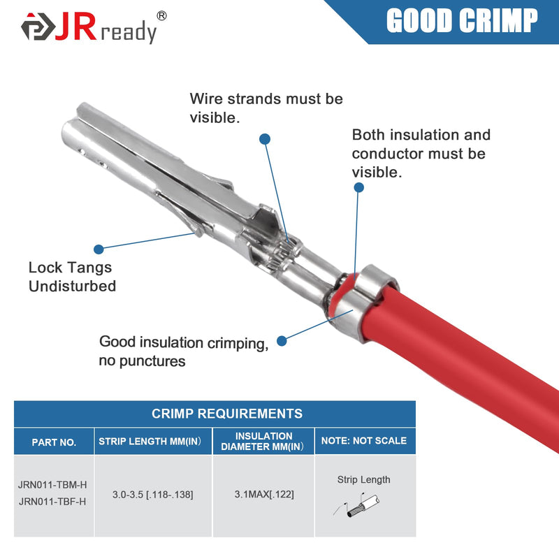 JRready ST6490 Dual Row 2 4 6 8 Pin Connector kit,w/Terminal Pin 18-24 AWG,Molex Extraction Tool,Compatible with Molex Mini-Fit Jr. Connector,4.2mm Pitch,Free Hanging Free Hanging