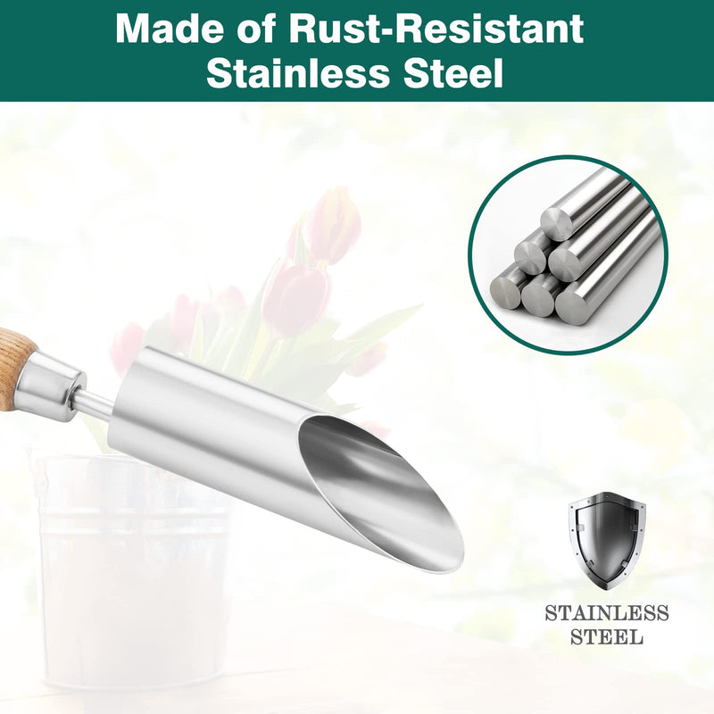 Berry&Bird Bulb Planter Tool, 12" Garden Bulb Transplanter Tool, Stainless Steel Manual Hole Digger with Wooden Handle, Transplanting Agricultural Dibble Tool for Seed Planting & Flower Planter 12" Bulb Planter Tool