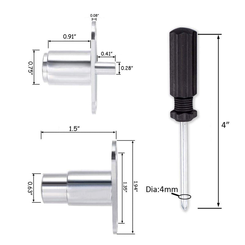TIHOOD 2PCS Push Plunger Lock with 1pc Slotted Screwdriver, 3/4-inch(19mm) Cylinder Diameter, Zinc Alloy Chrome Finish