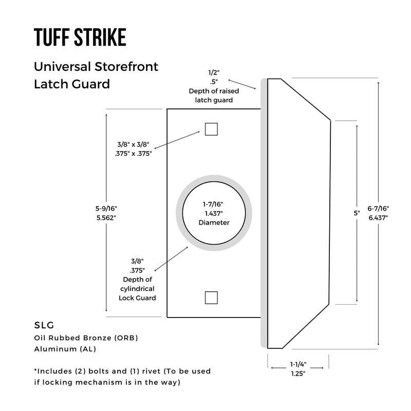 Steel Latch Guard Plate for Out-Swinging Doors | Commercial Door Security | Universal Latch Guard | TUFF STRIKE | Oil Rubbed Bronze