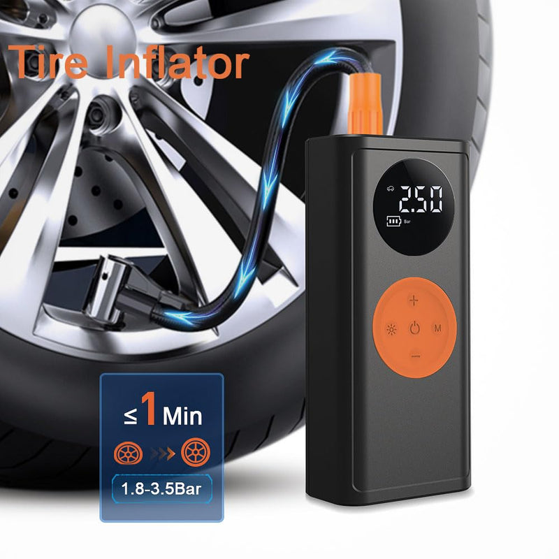 Tire Inflator Portable Air Compressor-150PSI Cordless Air Pump with Digital Tire Pressure Gauge,LCD Display & LED Light,for Car,Bike,Motorcycle, E-Bike,Ball H802