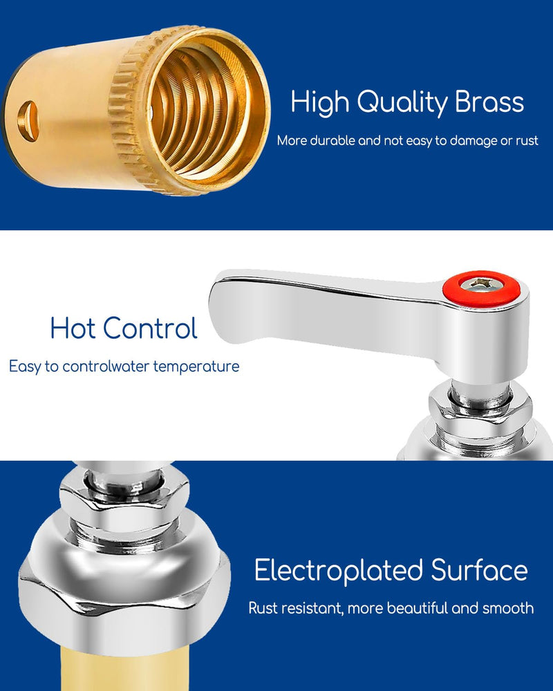Handle Stem Assembly Fits for T&S Brass Faucets Replace 002713-40 002714-40, Blue Cold and Red Hot Side Spindle Assembly Valve Replacement Part