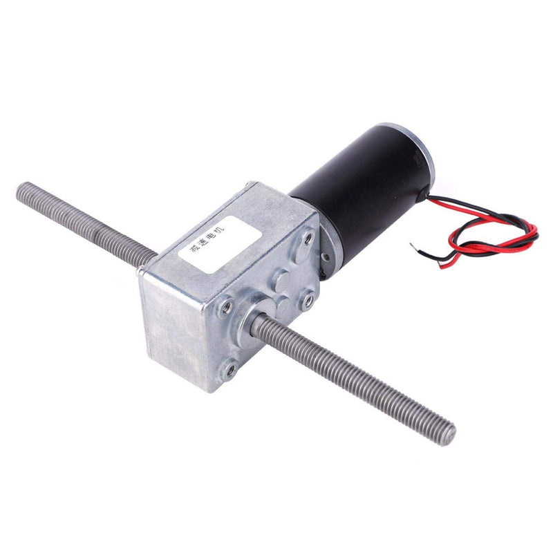 Oumefar Double Shaft Worm Gear Motor, 12V Motor with Metal Gearbox Turbo Worm Speed Reduction Gear Motor M8 Thread Small DC Motor(Reduction Ratio 50)