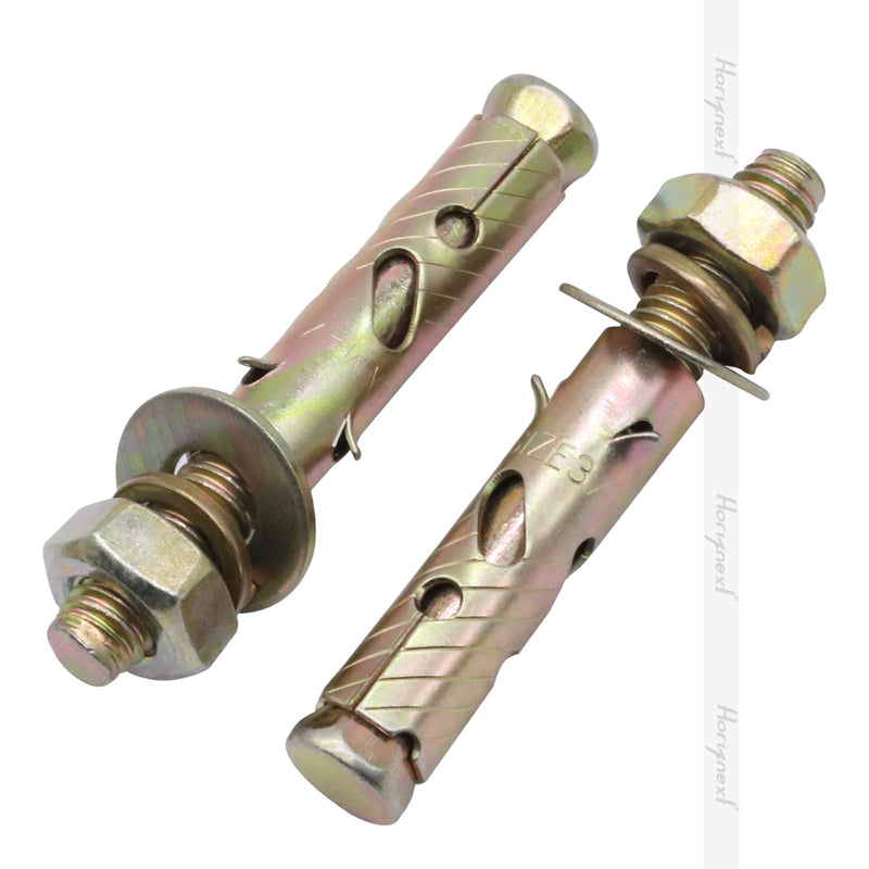 3/8" x 2-1/2 inch Carbon Steel Antiskid Sleeve Anchor, zinc Plated Non-Slip Expansion Anchors for Concrete Base Wall Furniture (10 pcs) 3/8x2-1/2 inch 10