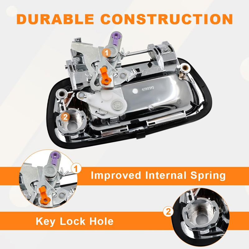 JDMON Chrome Tailgate Door Handle Replacement for Toyota Tundra 2000-2006 Exterior Liftgate Handle Rear Lift Gate Latch Handle Replacement for 80866 TO1915110 69090-0C010 69090-0C030-C0 69090-0C010（without camera hole)