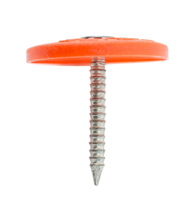 Grip-Rite 1PRCAP1, #12 x 1 Plastic Cap Roofing Nail, Electrogalvanized, Diamond Point Ring Shank, 1lb Box