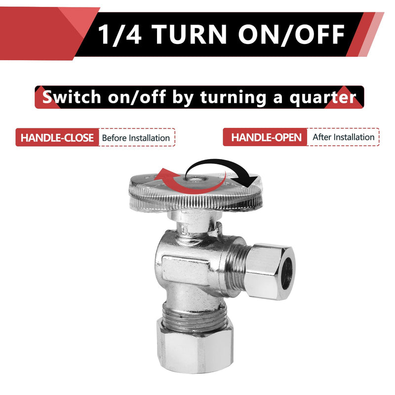 10Pcs EFIELD Angle Stop Valve 1/2"Nominal(5/8"OD)Comp x 3/8"OD(VALVE119-10) Pack of 10