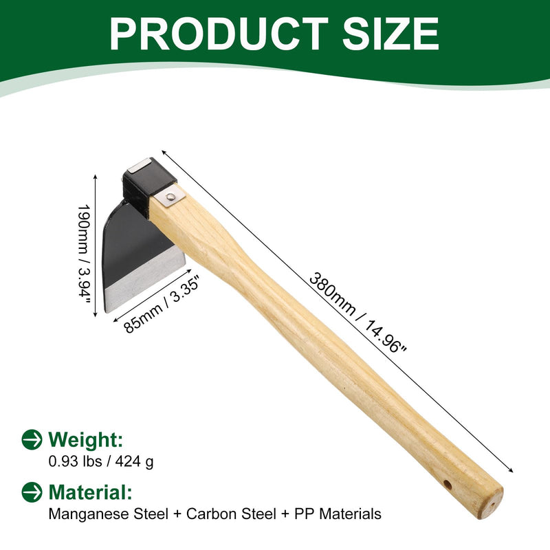 HARFINGTON Garden Hoe 15" x 3.94" Steel Hoe Garden Tool Anti-Rust with Non-Slip Wooden Handle Edger Weeder Shovel for Backyard Loosening Farm Planting Weeding 15" x 3.94"