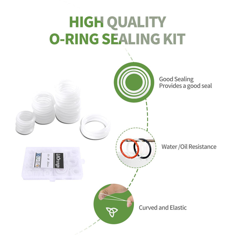 580PCS Silicone 45A Universal Clear O-Ring Sealing Gasket Washer Seal Assortment Set (Better Than Rubber) for Plumbing, Automotive,General Repair 15 Size with Case