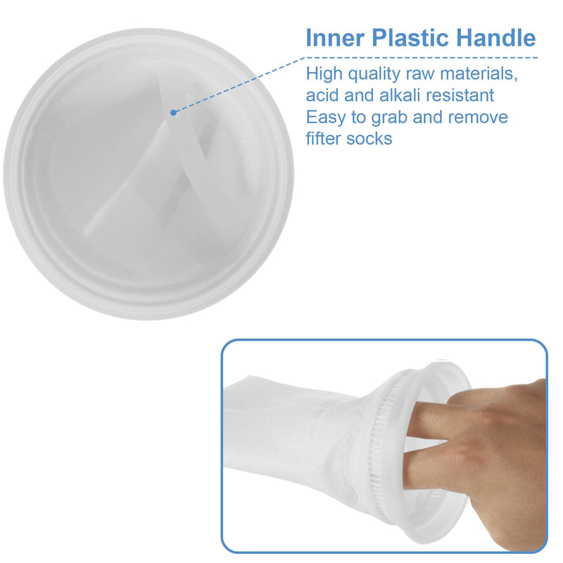 16 Pack 4" x 9" Filter Socks 4 Inch Ring by 9 Inch Long 200 Micron Filter Bag, Felt Filter Sock for Aquarium, Industry, Chemical, Water Liquid Filter Bags