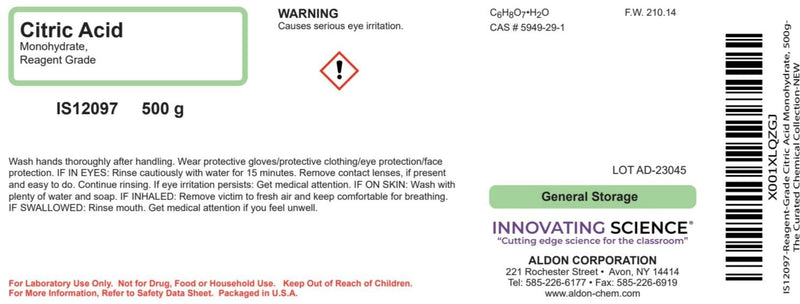 ALDON Innovating Science Reagent-Grade Citric Acid Monohydrate, 500g - The Curated Chemical Collection