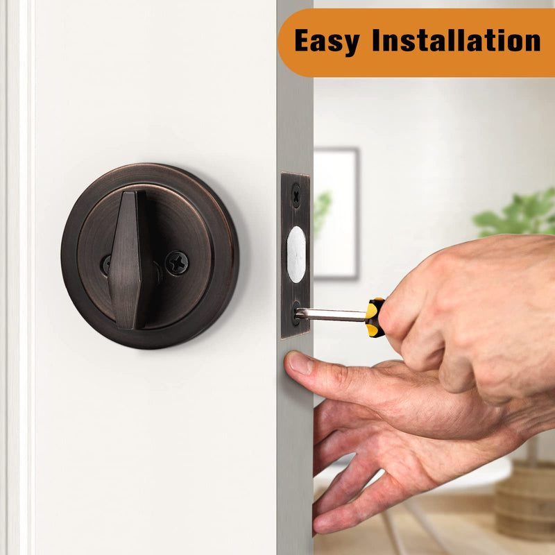 Probrico Keyed Alike Single Cylinder Deadbolts Oil Rubbed Bronze(Combo Packs), One Side Keyed Deadbolts, Interior& Exterior Door Lock for Entrance Lock and Front Gate, 4 Pack