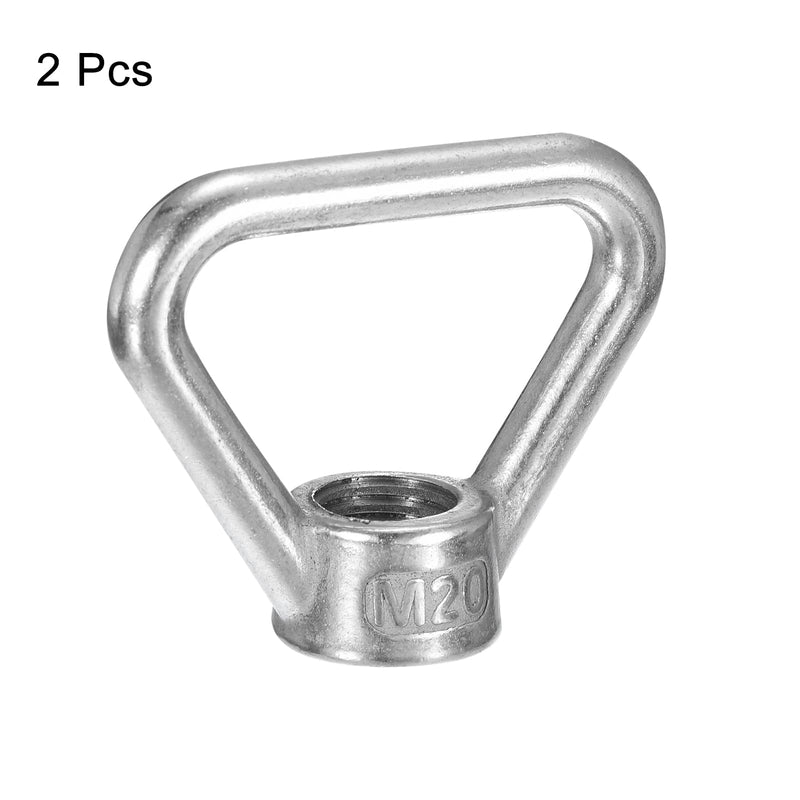 uxcell M20-2.5x80x66mm Lifting Eye Nuts, 2 Pcs 304 Stainless Steel Triangle Shape Threaded Nut Fastener for Home Repairs Rope Fitting