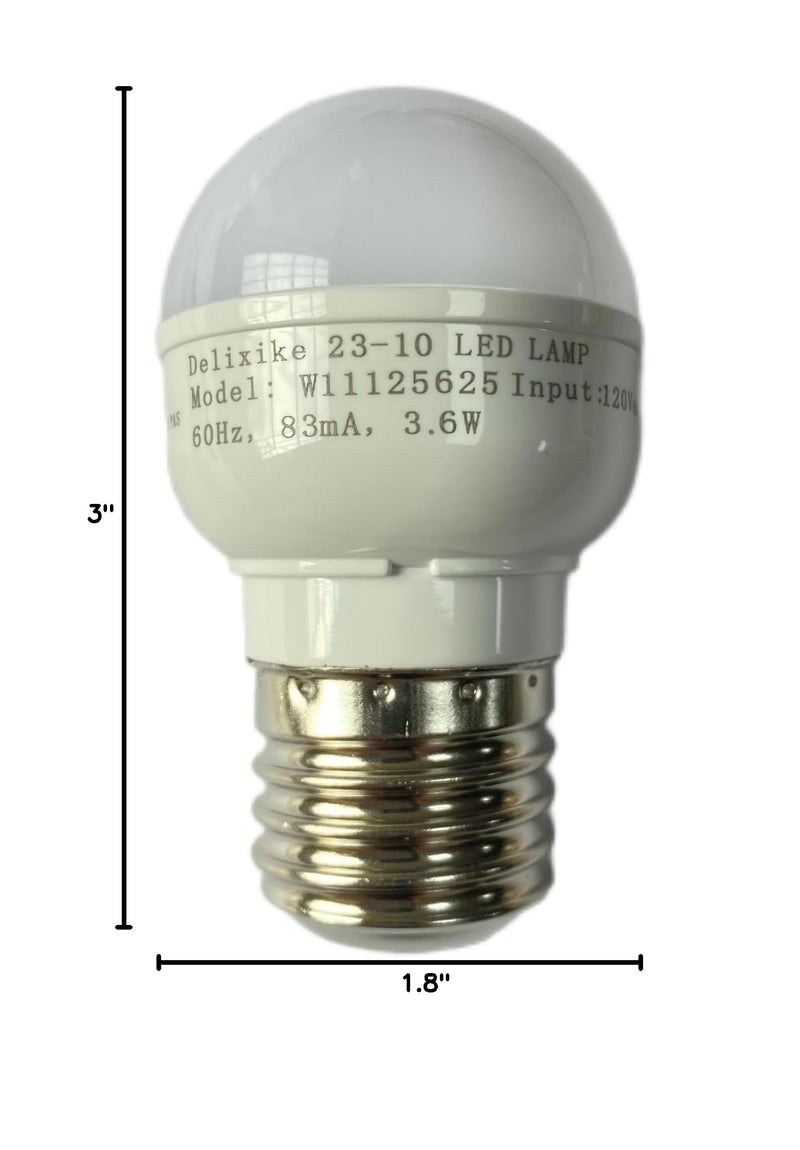 W11216993 W11125625 for Whirlpool Refrigerator Light Bulb AP6329125 4813672, PS12349398, W10820003, W11125625. White，Wattage:3.6w