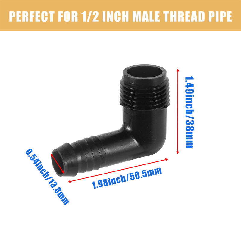 10pc Drip Irrigation Adapter 1/2"X1/2" 90-Degree Elbow NPT Male Pipe Fitting (1/2 male to 1/2 tubing) 1/2 male to 1/2 tubing