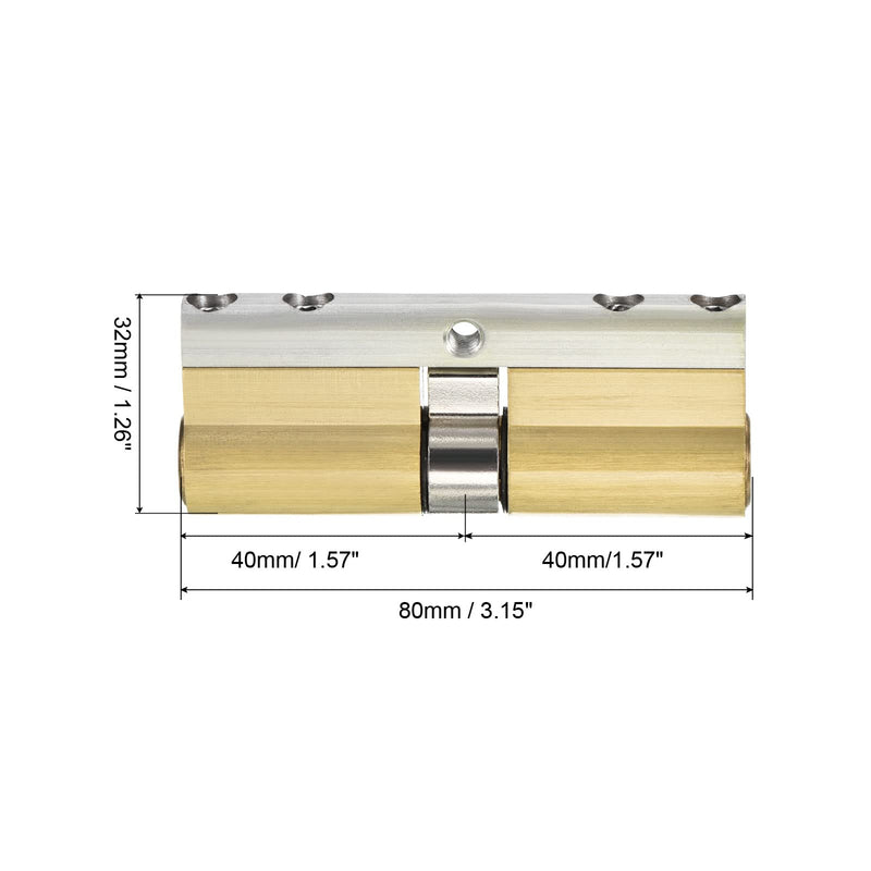 PATIKIL 40/40 (80mm Overall) European Double Lock Cylinder, Door Cylinder Lock with 8 Keys for Wooden Doors, Aluminum Doors 80mm