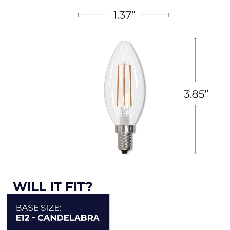 Bulbrite 776626 5 Watt B11 LED Filament Light Bulb, E12 Candelabra Base, 2700K 500 Lumens, 60W Equivalent (4 Pack) 4