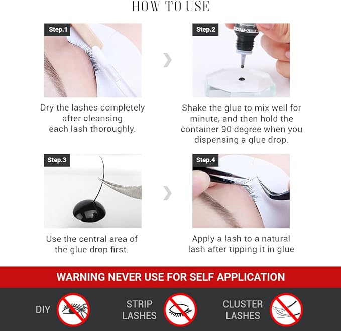 Super strong, super quick-drying eyelash extension glue/Glam Ultra Expert/semi-permanent eyelashes/drying time 1-2 seconds/lasts up to 7-8 weeks/latex free - NewNest Australia