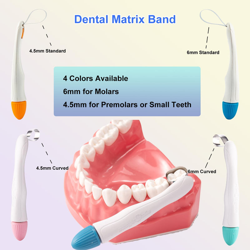 SMILEHEVENOrthodontic Dental Matrix-Profect Bands Dental Sectional Matrix System Metal Restoration Matrix Bands Yellow/Red/Blue/Green (50PCS-Blue-Standard-6mm) 50PCS-Blue-Standard-6mm