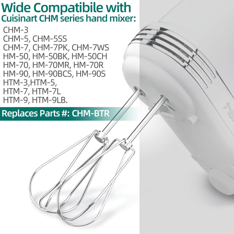 Hand Mixer Beaters Replacement for Cuisinart - CHM Series HM-50 HM-70 CHM-3 CHM-7PK Hand Mixer, Stainless Steel Turbo Beater Parts # CHM-BTR Whisk Attachments - Set of 2