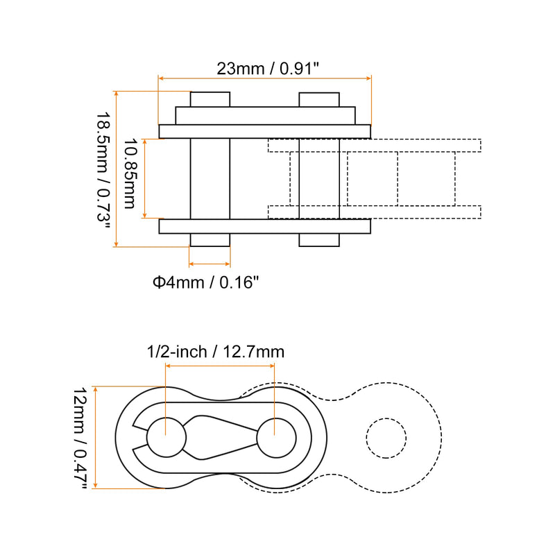 uxcell 10Pcs #40 Chain Master Connector Link Roller 1/2" Pitch Stainless Steel Standard Connecting Split Links for 08A Chain 1/2-inch