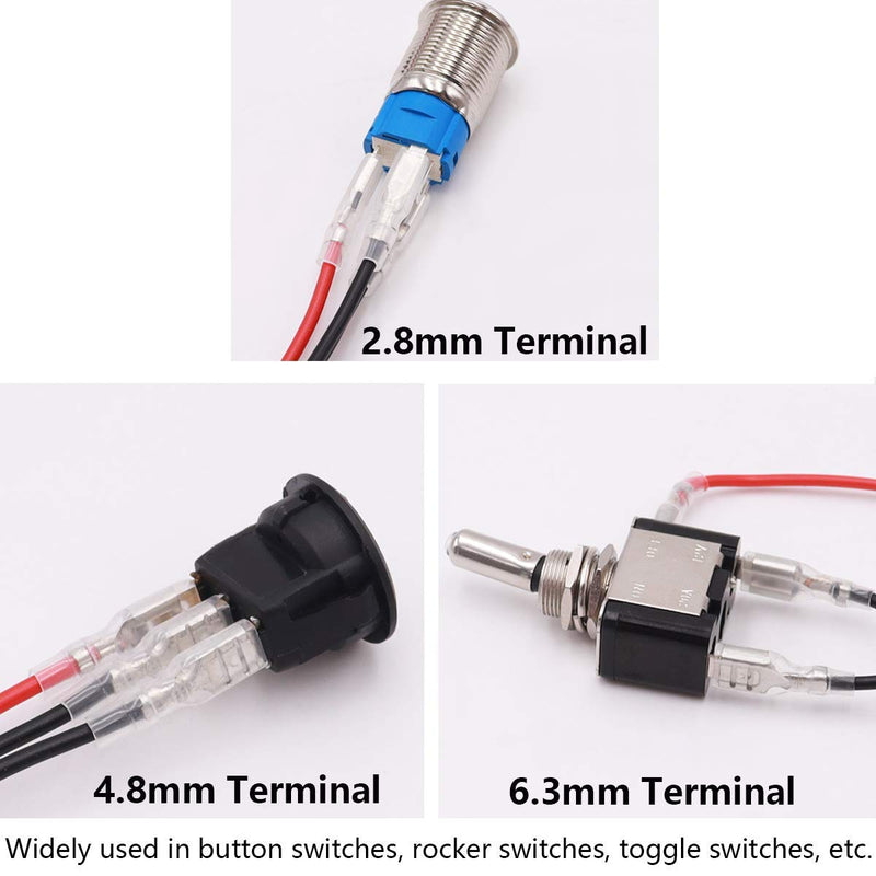 mxuteuk 30 Pcs Quick Splice 2.8mm Spade Crimp Terminal Wire Crimp Terminal with Insulating Sleeve and 20cm Wire