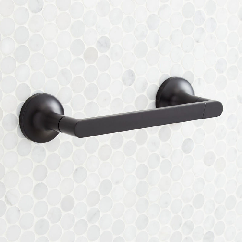Signature Hardware 466405 Lentz Wall Mounted Pivoting Toilet Paper Holder Matte Black
