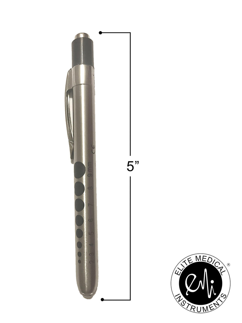 EMI Stainless Steel Diagnostic Medical Penlight with Pupil Gauge - Silver EPL-935 1