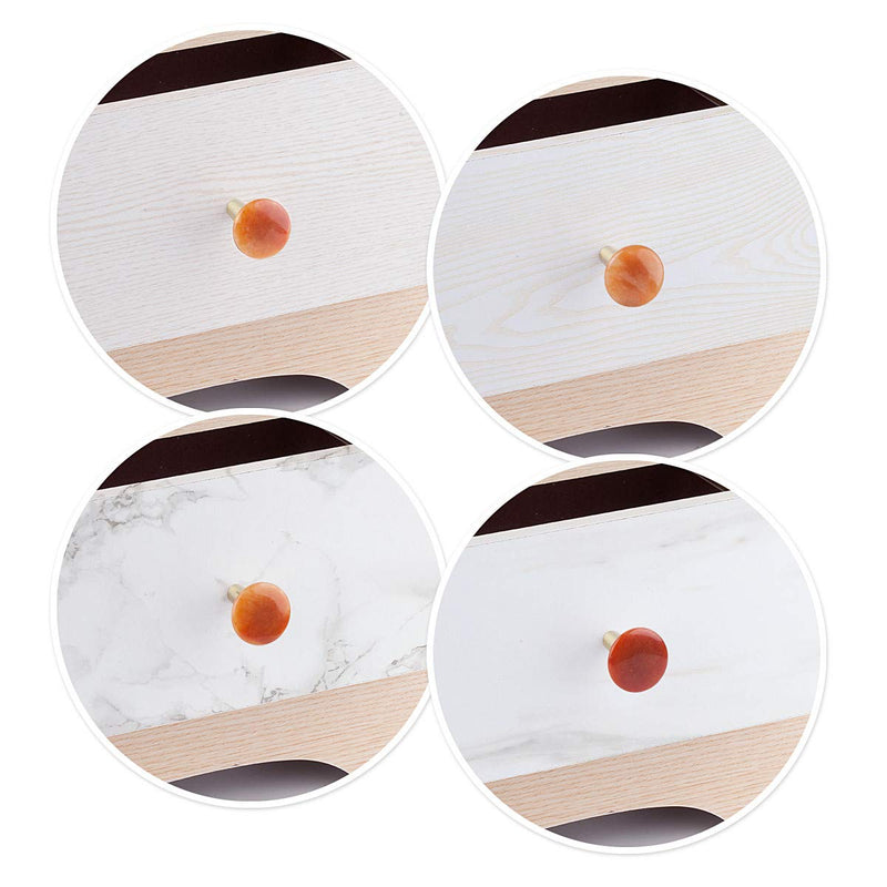 Rockcloud Pack of 4 Red Aventurine Round Crystal Stone Drawer Knobs | Stainless Steel Screws + Brass Handles Pull Handles for Door Cabinet Wardrobe Orange