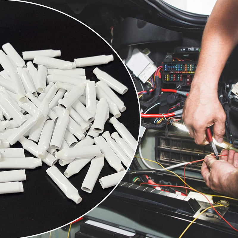 100pcs White Dry B-Connector Wire Telephone Alarm Wire Crimp Beanies Splices for Low Voltage